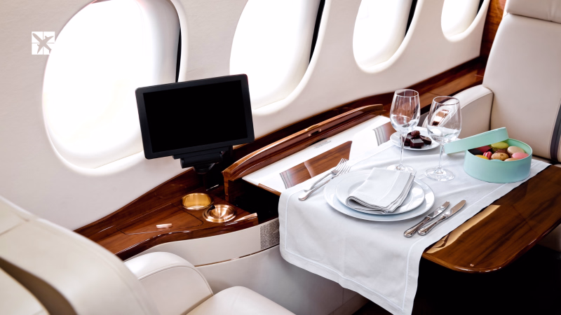 Flying by business class aircraft