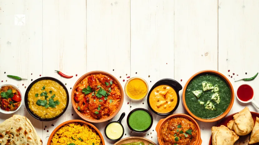 Indian Food and Indian Cuisine Dishes, Copy Space