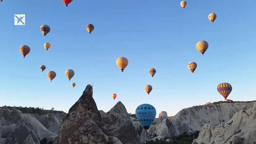 Hot air balloons in sky